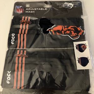 CHICAGO BEARS FACE MASKS SET OF 2 PACKS DARK BLUE & ORANGE ADULT SIZE NEW